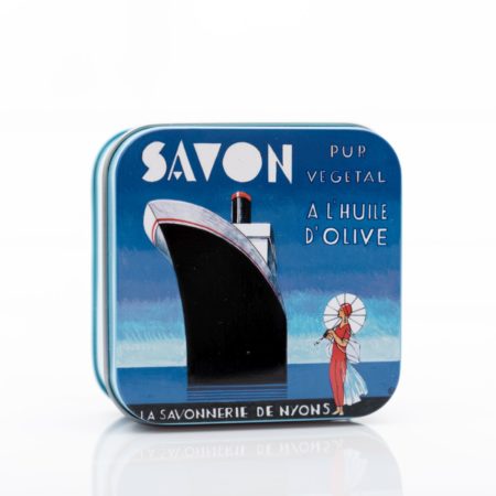 Vintage Blechdose mit Seife „Art Deco Transatlantique“, 100 g. La Savonnerie de Nyons, Duft „Verveine“