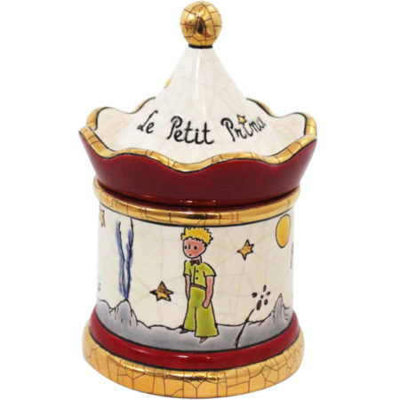 Bonbonnière "Petit Prince Boîte Kiosque", 16 cm. Emaux de Longwy. Emaille, Gold