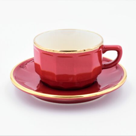 Teetasse mit Untertasse 15cl Rot mit Goldrand