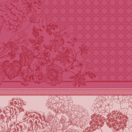 Serviette "Geraniums rose", 55 x 55 cm. Garnier-Thiebaut, 100% Bio-Baumwolle