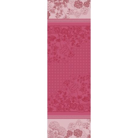 Tischläufer "Geraniums rosé", 54 x 175 cm. Garnier-Thiebaut, Fleckschutz, 100% Bio-Baumwolle
