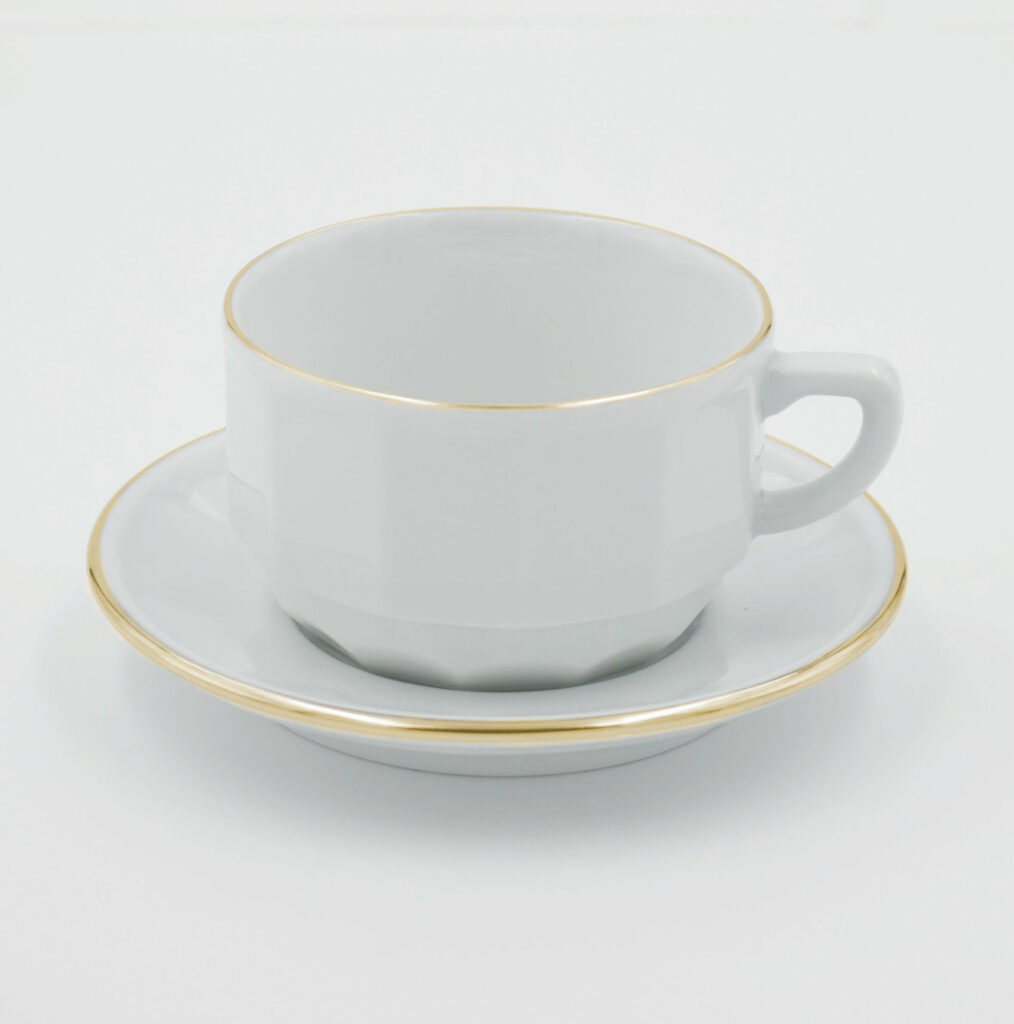 Teetasse Apilco Flora, 15cl. Weiß, Goldrand