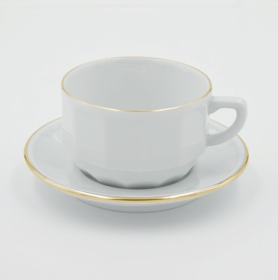 Teetasse Apilco Flora, 15cl. Weiß, Goldrand