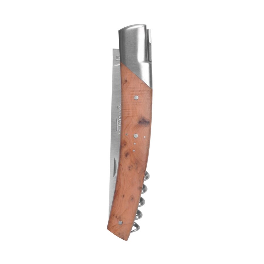 Taschenmesser mit Korkenzieher "Le Thiers Pirou", 12cm. Goyon-Chazeau, Griff Wacholderholz, matt