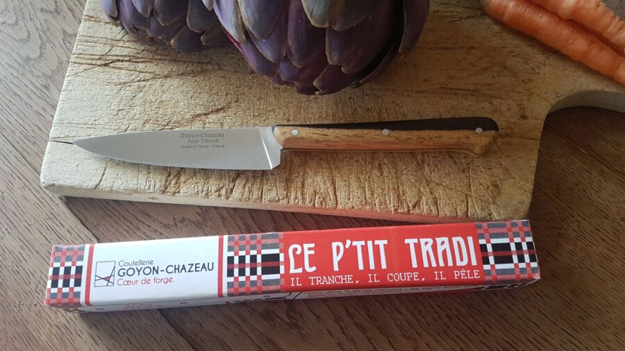 Allzweckmesser Küche "P'tit Tradi", 10cm. Goyon-Chazeau, Griff Grenadillholz, matt, im Retro-Karton – Bild 3