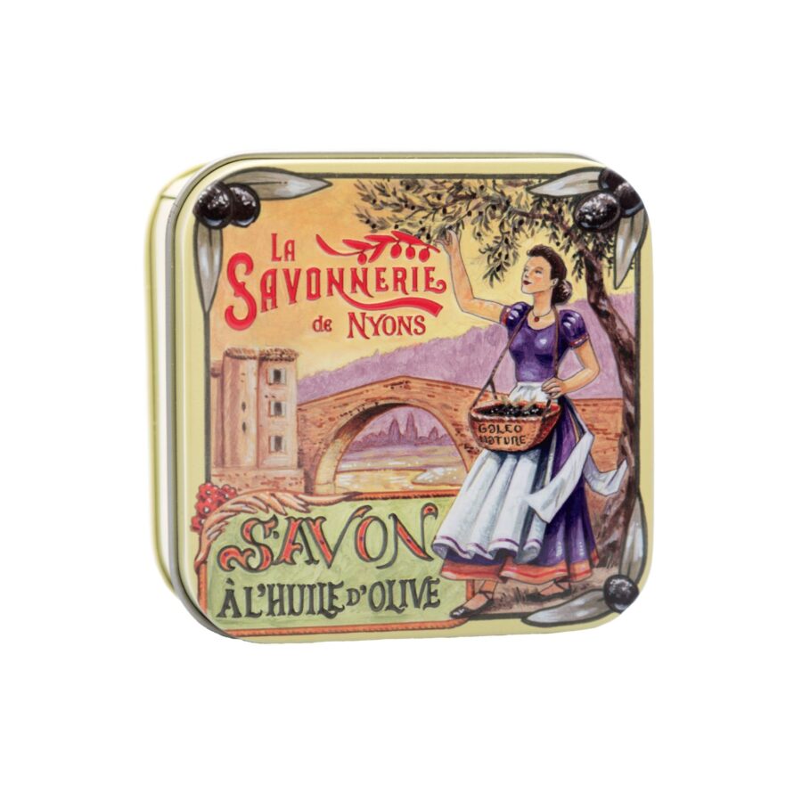Vintage Blechdose mit Seife „Pont Provence“, 100 g. La Savonnerie de Nyons, Duft „Lavendel“