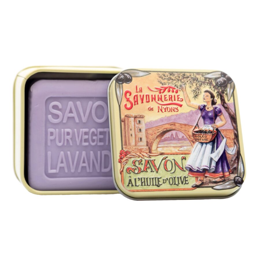 Vintage Blechdose mit Seife „Pont Provence“, 100 g. La Savonnerie de Nyons, Duft „Lavendel“ – Bild 2