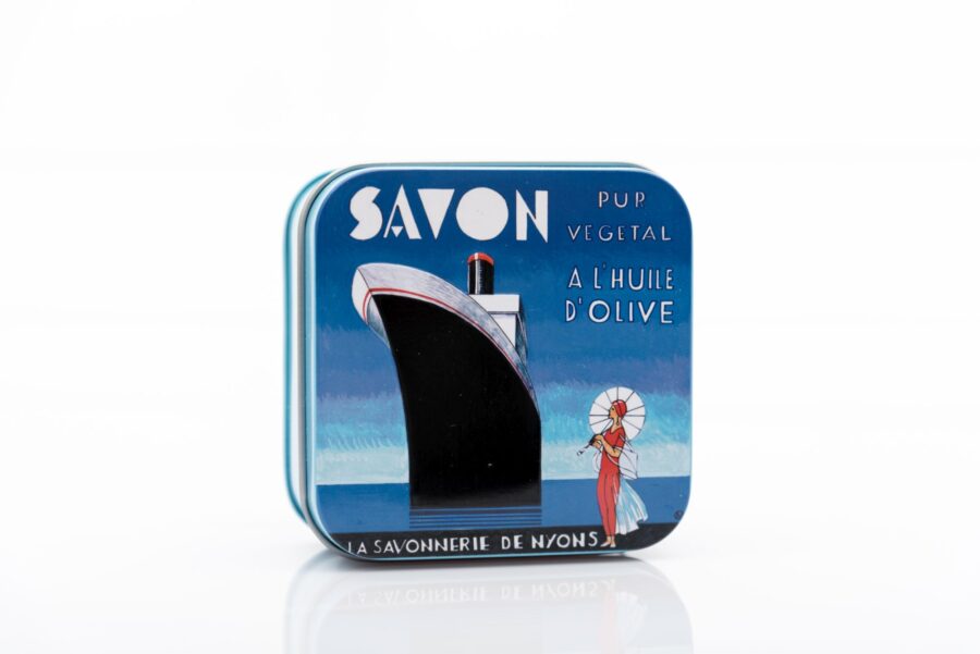 Vintage Blechdose mit Seife „Art Deco Transatlantique“, 100 g. La Savonnerie de Nyons, Duft „Verveine“