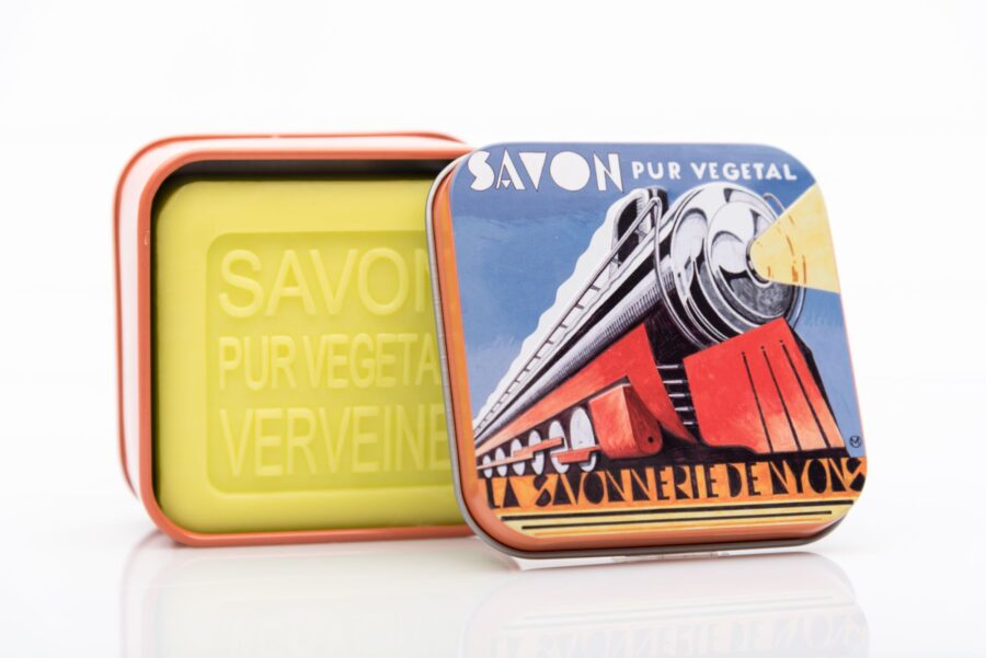 Vintage Blechdose mit Seife „Art Deco Orient Express“, 100 g. La Savonnerie de Nyons, Duft „Verveine“ – Bild 2