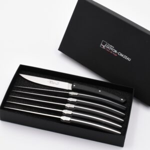 Steakmesser "Le Thiers Pirou Brasserie", 23 cm. Goyon-Chazeau, Griffe schwarzer Paperstone, 6er-Set in Kartonbox