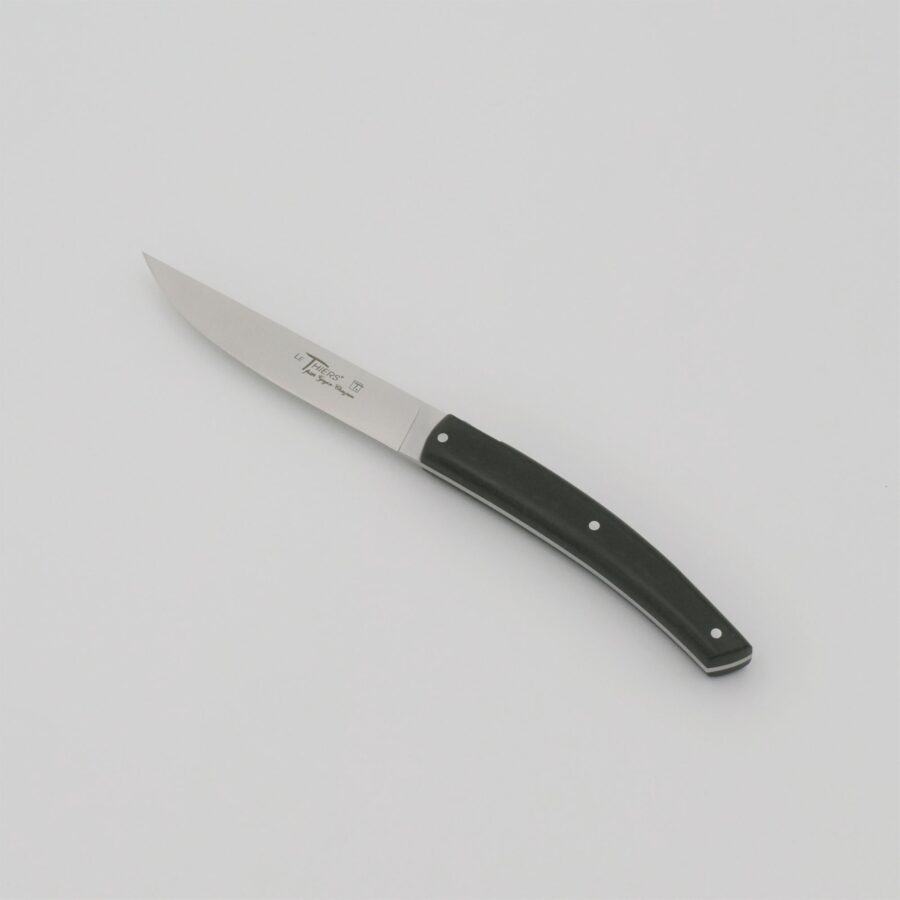 Steakmesser "Le Thiers Pirou Brasserie", 23 cm. Goyon-Chazeau, Griff schwarzer Paperstone, matt