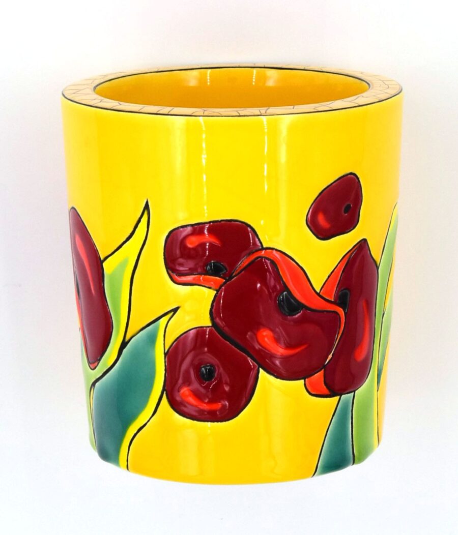 Duftkerze "Coquelicots à Bédoin", 11,5 cm. Emaux de Longwy. Emaille, Gold. Duft “Tuberose”