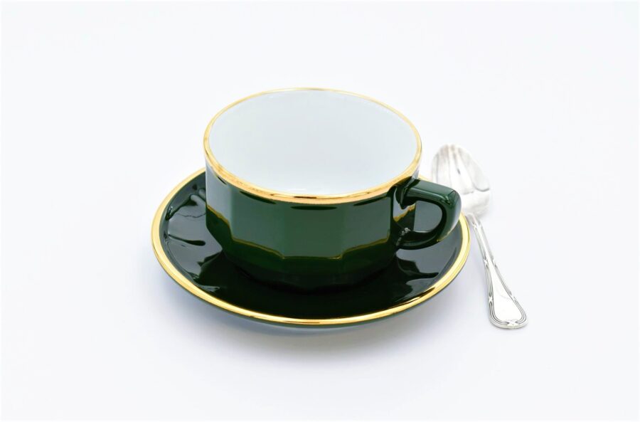 Mittlere Tasse Apilco Flora, 20cl. Empire Grün, Goldrand – Bild 2