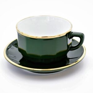 2. Wahl: Mittlere Tasse Apilco Flora, 20cl. Empire Grün, Goldrand (ohne Untertasse)