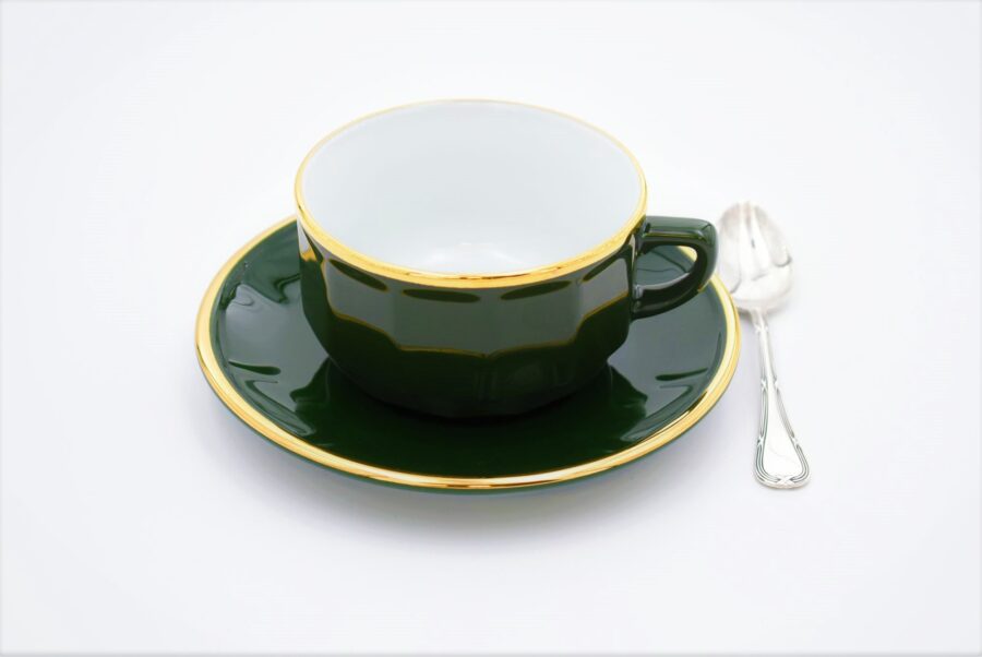 Große Tasse Apilco Flora, 25cl. Empire Grün, Goldrand – Bild 2