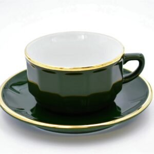 2. Wahl: Große Tasse Apilco Flora, 25cl. Empire Grün, Goldrand (ohne Untertasse)
