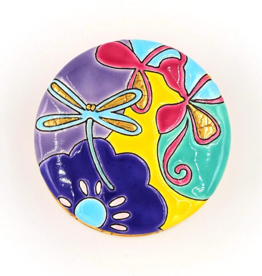 Schmuckschatulle Keramik "Jardin d`été", 9 cm. Emaux de Longwy. Emaille, Gold – Bild 2