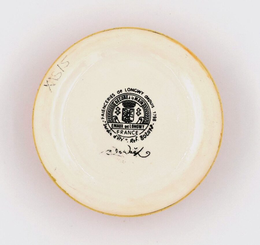 Schmuckschatulle Keramik "Jardin d`été", 9 cm. Emaux de Longwy. Emaille, Gold – Bild 3
