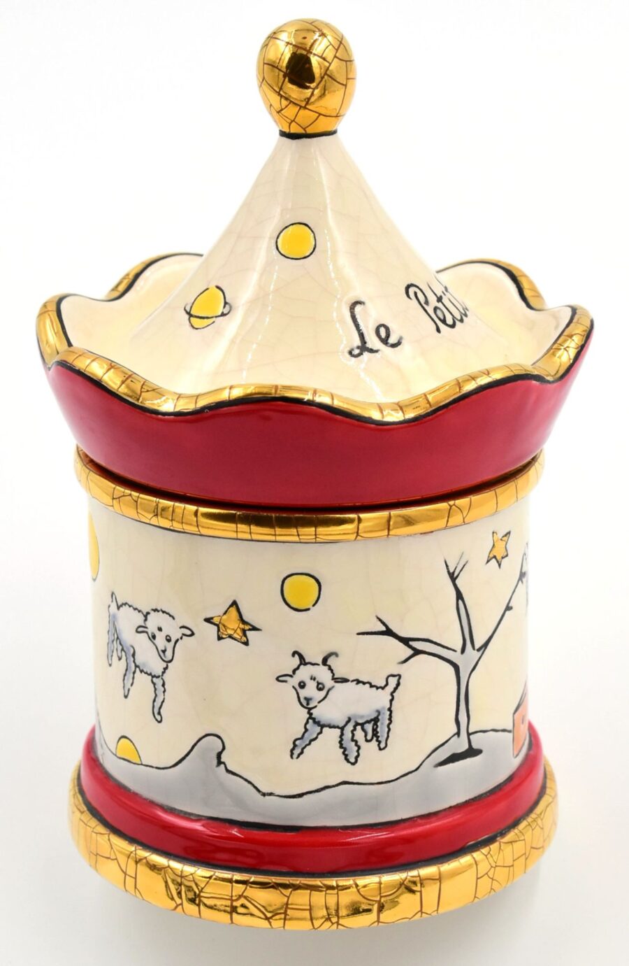 Bonbonnière "Petit Prince Boîte Kiosque", 16 cm. Emaux de Longwy. Emaille, Gold – Bild 2