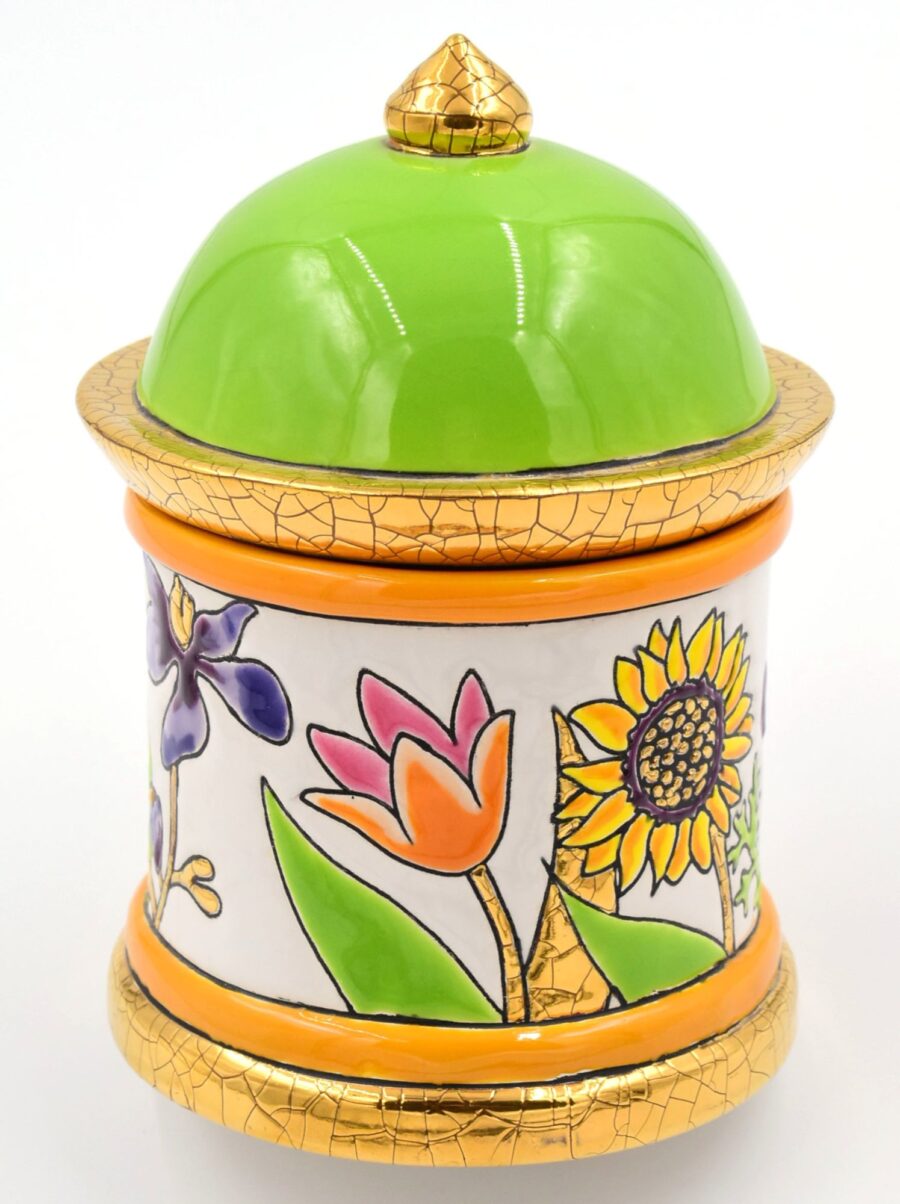 Bonbonnière "Bucolique Boîte Kiosque", 16 cm. Emaux de Longwy. Emaille, Gold – Bild 3