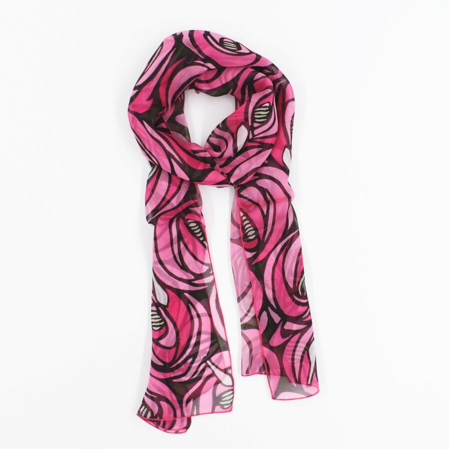 Seidenschal Damen. Mackintosh "Rose et Larme", 140 x 40 cm. Brochier Soieries 100% Seide