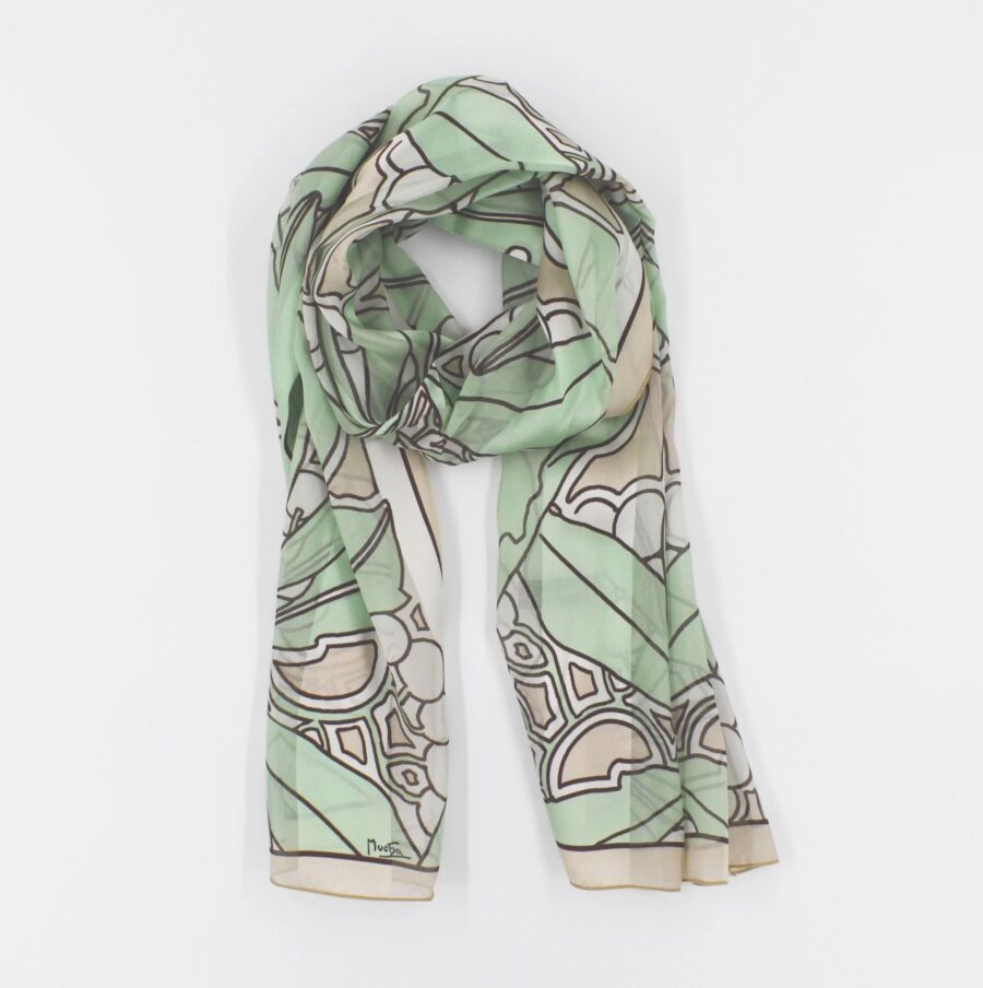 Seidenschal Damen Mucha "Le Laurier", 140 x 40 cm. Brochier Soieries, 100% Seide