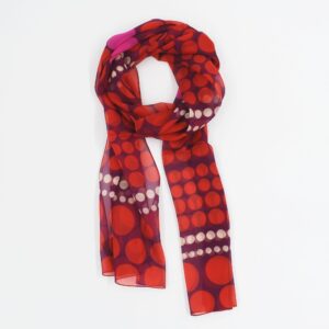 Seidenschal Damen. "Polka Dot Rot", 160 x 30 cm. LA FABRIQUE d'écharpe, 100% Seide