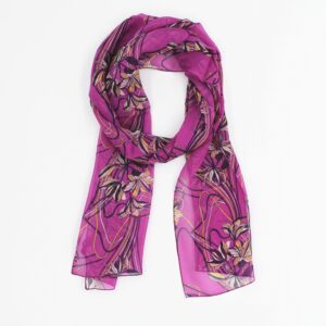 Seidenschal Damen. "Lilien Magenta", 160 x 30 cm. LA FABRIQUE d'écharpe, 100% Seide