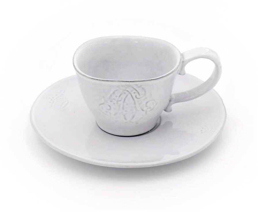 Mokkatasse mit Untertasse "Henri IV", 8cl. Weißes Geschirr Niderviller