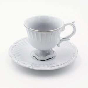 Tasse mit Untertasse "Beyerlé". Weißes Geschirr von Niderviller.