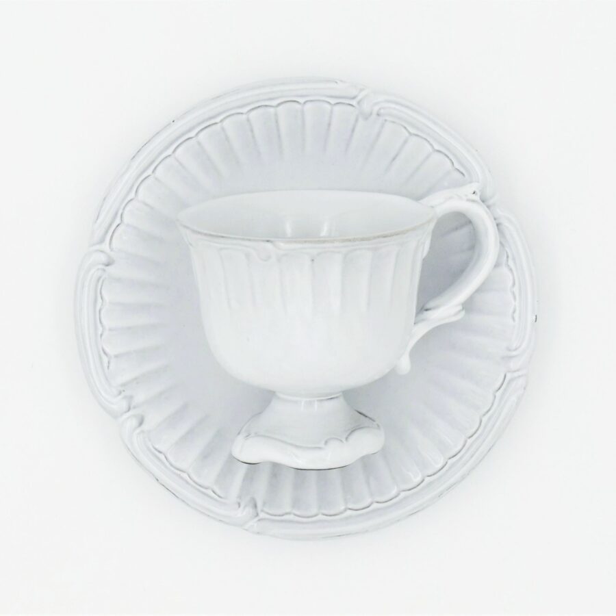 Tasse mit Untertasse "Beyerlé". Weißes Geschirr von Niderviller. – Bild 4