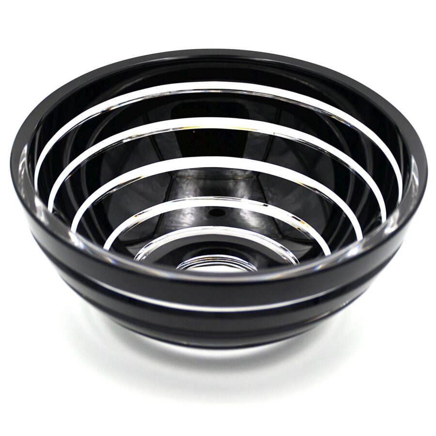 Kristallschale “Carlton Noir”, 26cm. Cristallerie de Montbronn, schwarzes Kristallglas