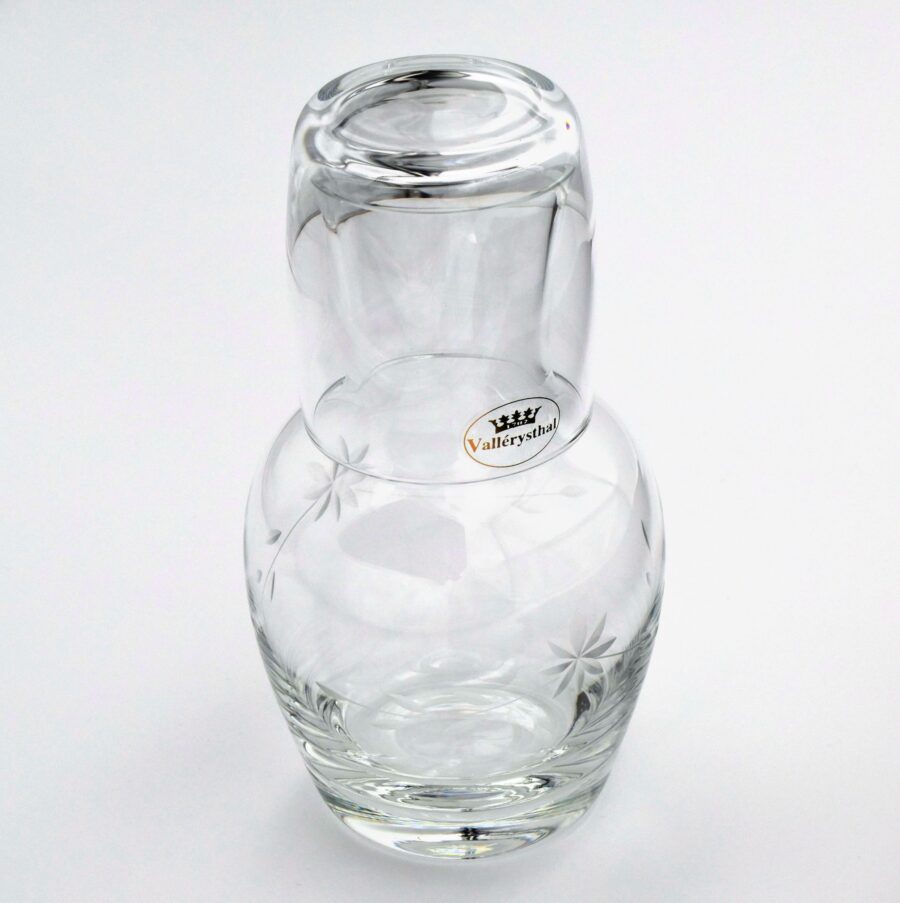Karaffe mit Glas "Serviteur de nuit", mundgeblasen