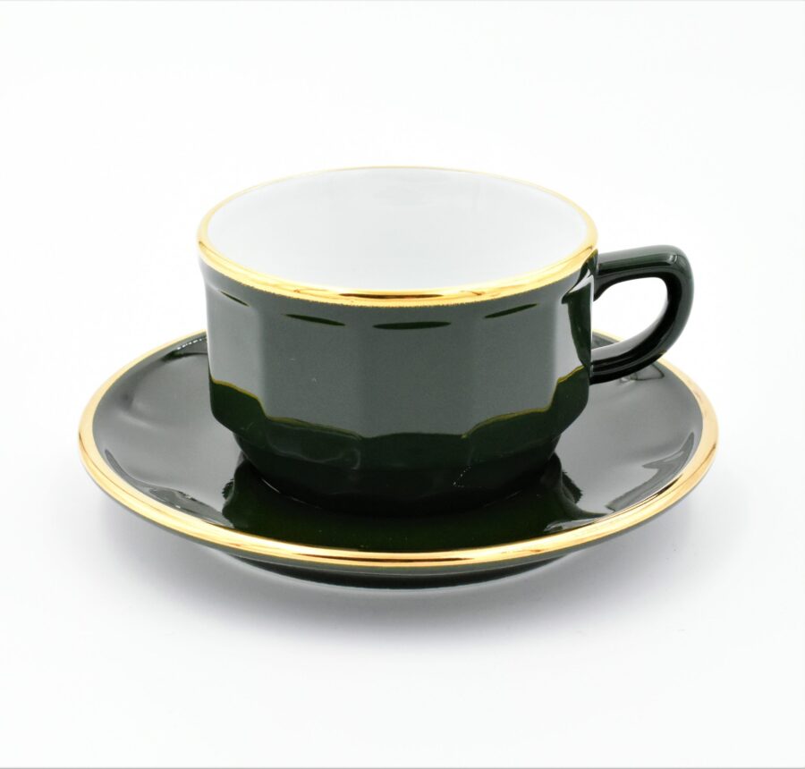 2. Wahl: Teetasse Apilco Flora, 15cl. Empire Grün, Goldrand (ohne Untertasse)