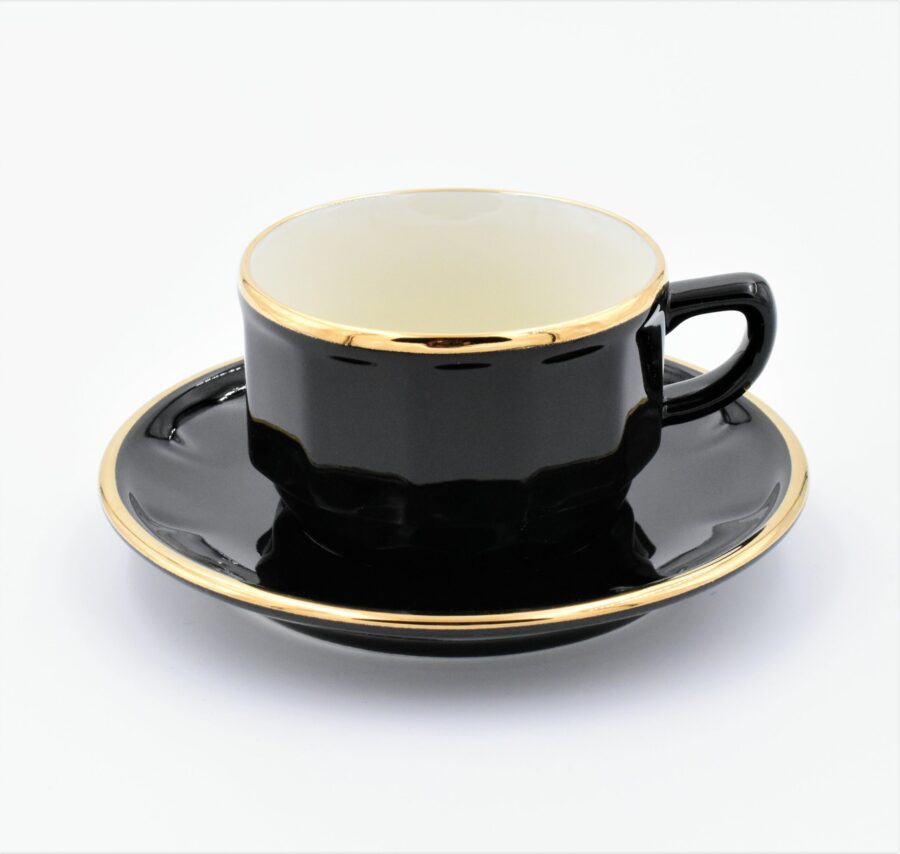 Teetasse Apilco Flora, 15cl. Schwarz, Goldrand