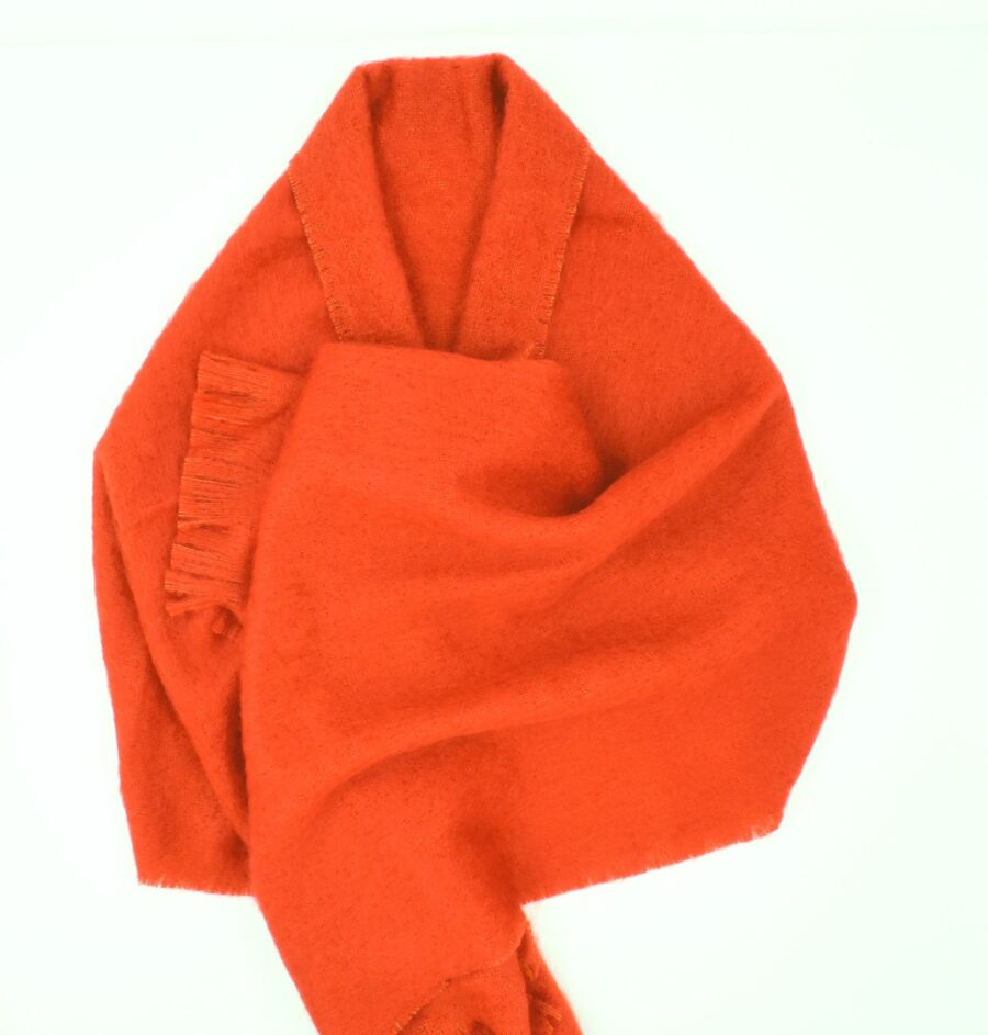 Gewebte Stola kürbisfarben. 60x200cm, 100% Kid Mohair