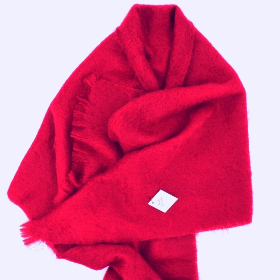 Gewebte Stola kirschrot. 60x200cm, 100% Kid Mohair