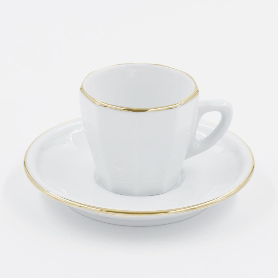 Espressotasse Apilco Flora, 9cl. Weiß, Goldrand