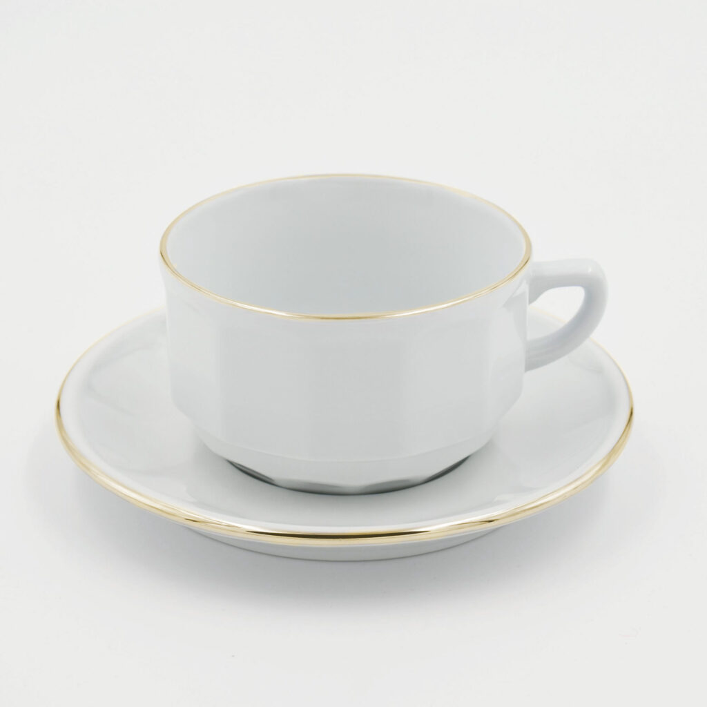 Große Tasse Apilco Flora, 25cl. Weiß, Goldrand