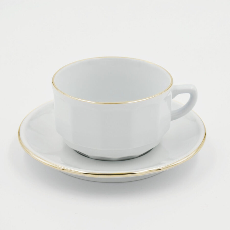 Große Tasse Apilco Flora, 25cl. Weiß, Goldrand