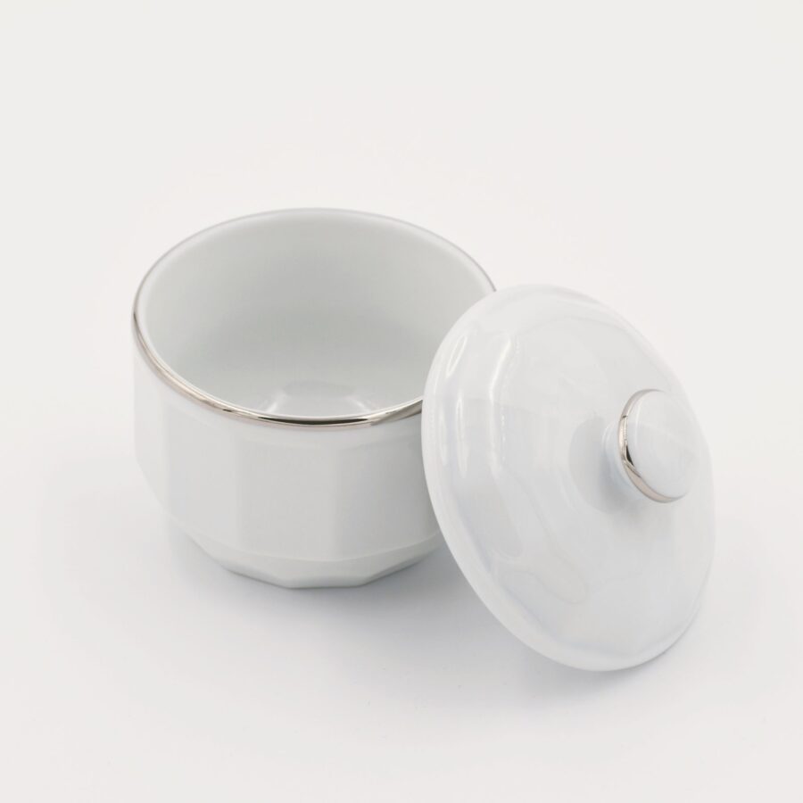 Zuckerdose Apilco Flora. Weiß, Platinrand – Bild 2