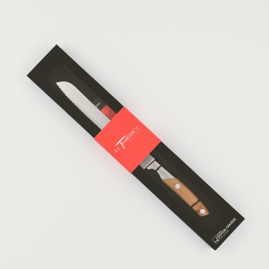 Brotmesser "Le Thiers", 36,5 cm. Goyon-Chazeau, Griff Wacholderholz, matt, in Geschenkkarton – Bild 2