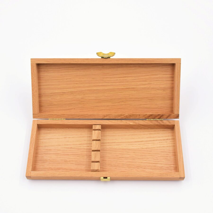 Besteck-Holzbox, Geschenkbox. Goyon-Chazeau, Eiche, 4 Plätze