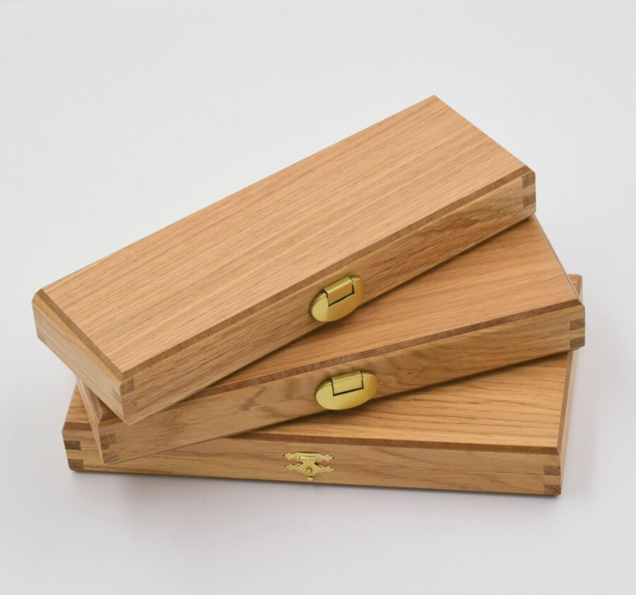 Besteck-Holzbox, Geschenkbox. Goyon-Chazeau, Eiche, 2 Plätze – Bild 2