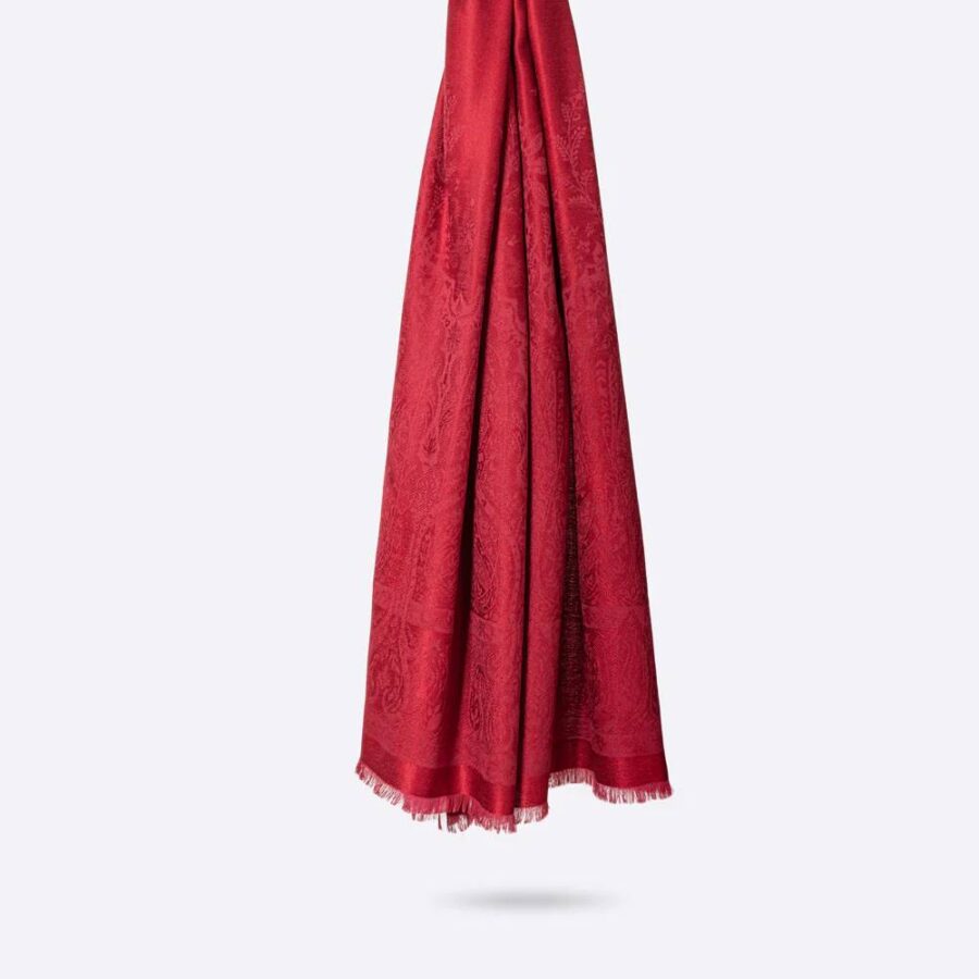 Stola "Palma grenat", 200 x 70 cm. Petrusse, 65% Wolle, 35% Seide