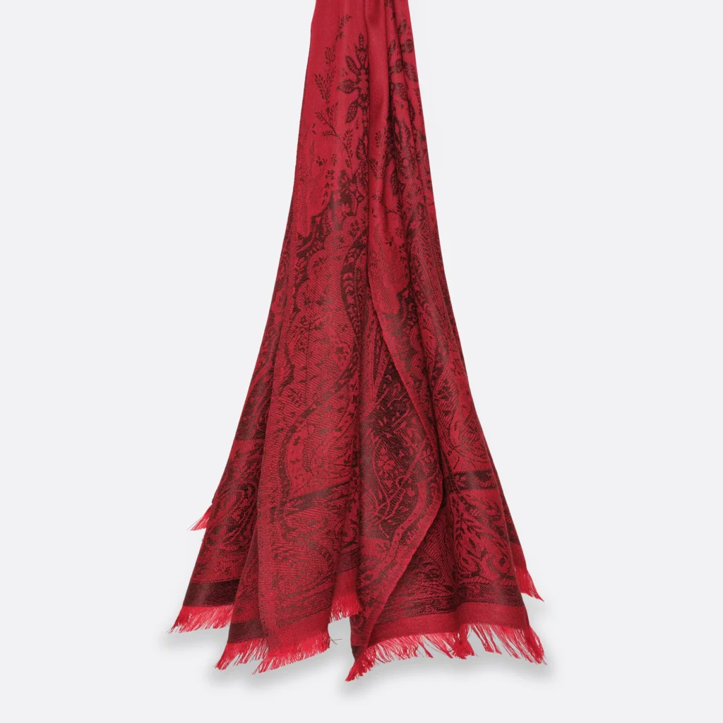 Stola "Palma Rouge Bourgogne", 200 x 70 cm. Petrusse, 65% Wolle, 35% Seide