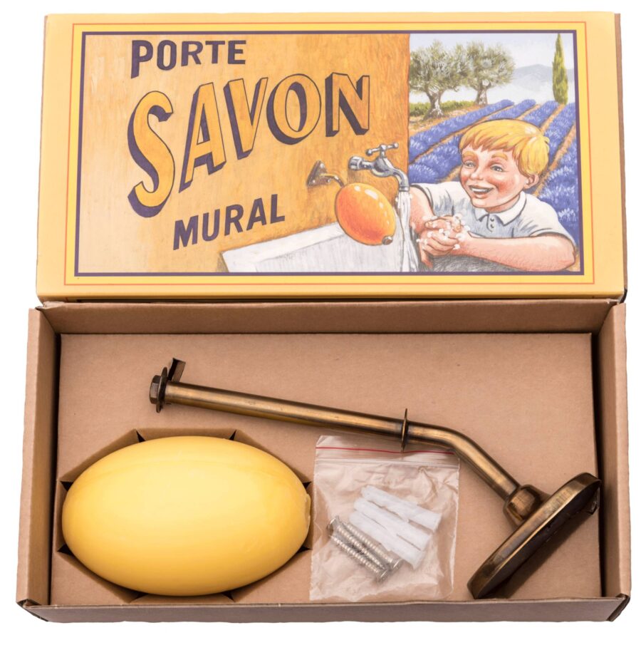 Seifenhalter Messing „Savon Rotatif“ inkl. Seife, 260 g. La Savonnerie de Nyons, Duft „Fleur de Coton“ – Bild 4