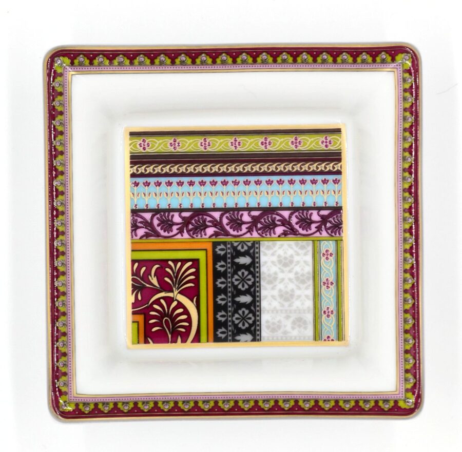 Deko-Schale "Ispahan", 8 x 8 cm. Deshoulières. Porzellan, Gold, Platin