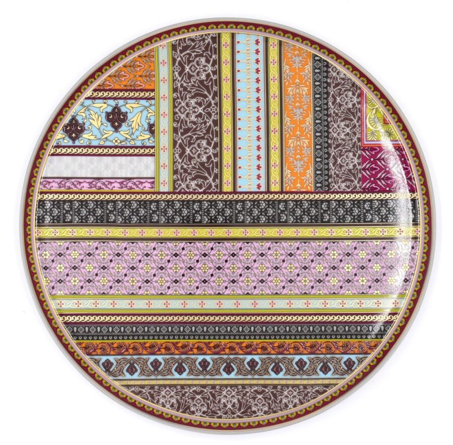 Tortenplatte "Ispahan", 30,5 cm. Deshoulières. Porzellan, Gold, Platin