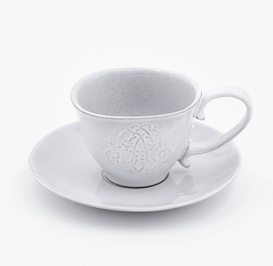 Kaffeetasse, Teetasse mit Untertasse “Henri IV”. Weißes Geschirr Niderviller.